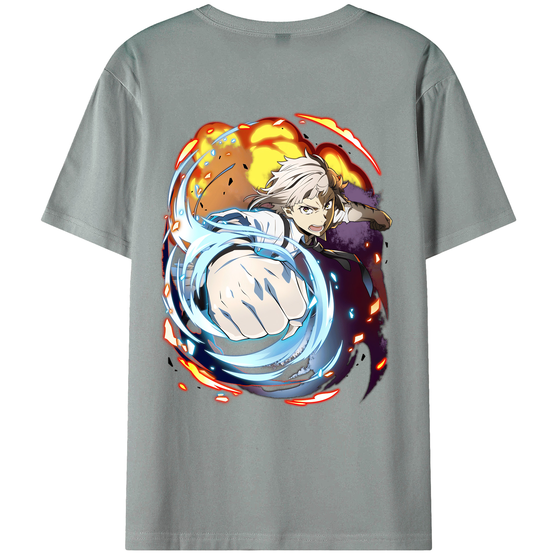 （画像用） 文豪ストレイドッグス Bungo Stray Dogs 綿100％ メンズ半袖Tシャツ（バックプリント） 通気性
